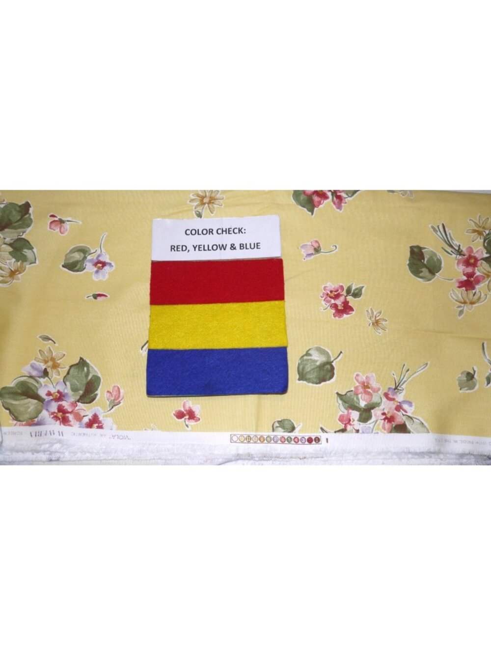 Vintage Waverly Viola 100% cotton screen print yellow floral fabric 54 x 100"